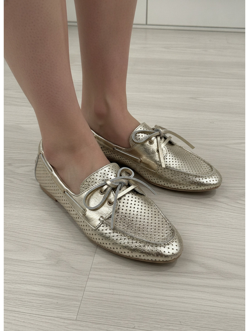 Dolce Vita Women's Metallic Gold Perforated Leather Loafers